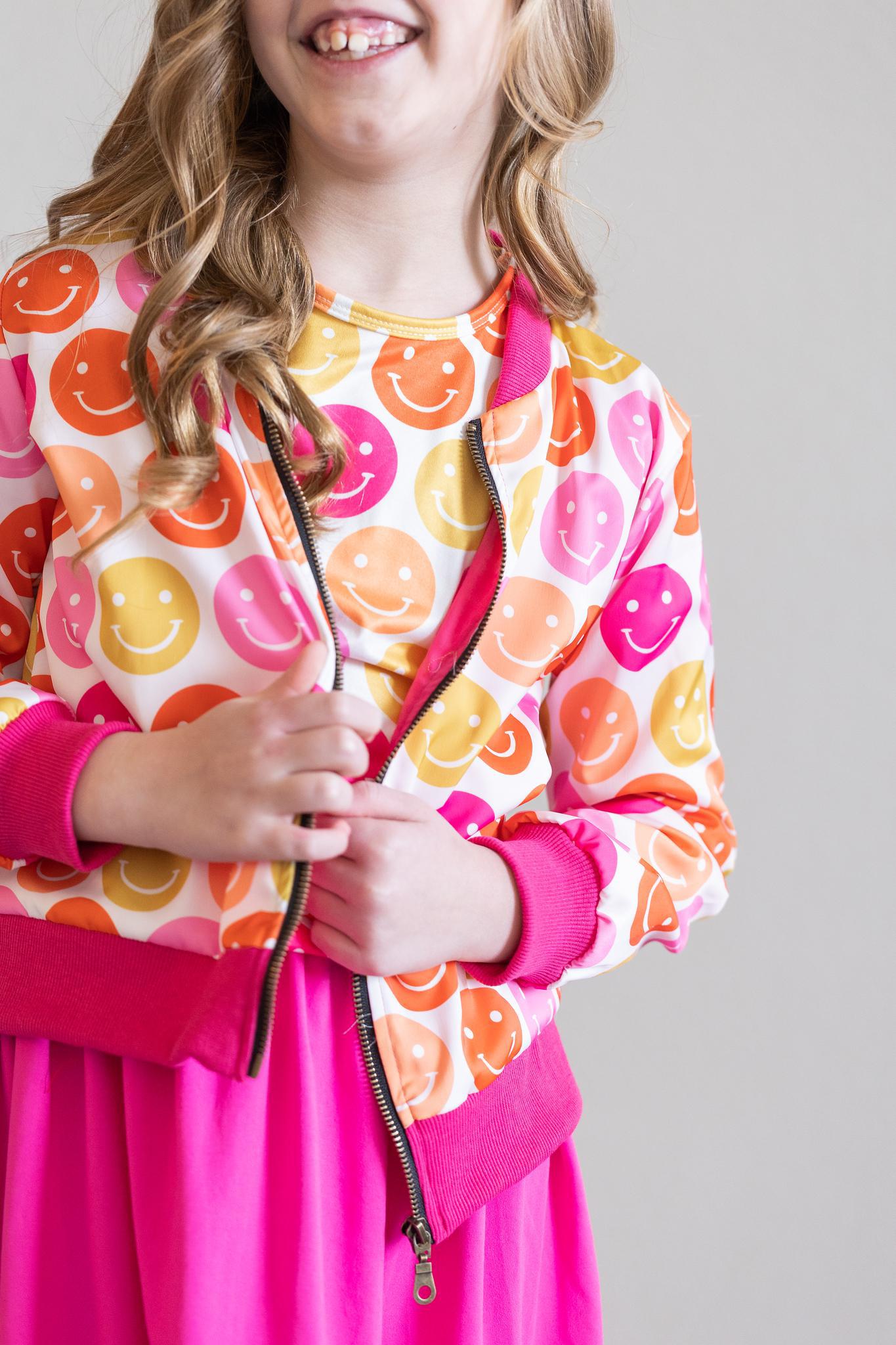 Don't Worry Be Hippy Satin Jacket Lightweight Layering Mila & Rose