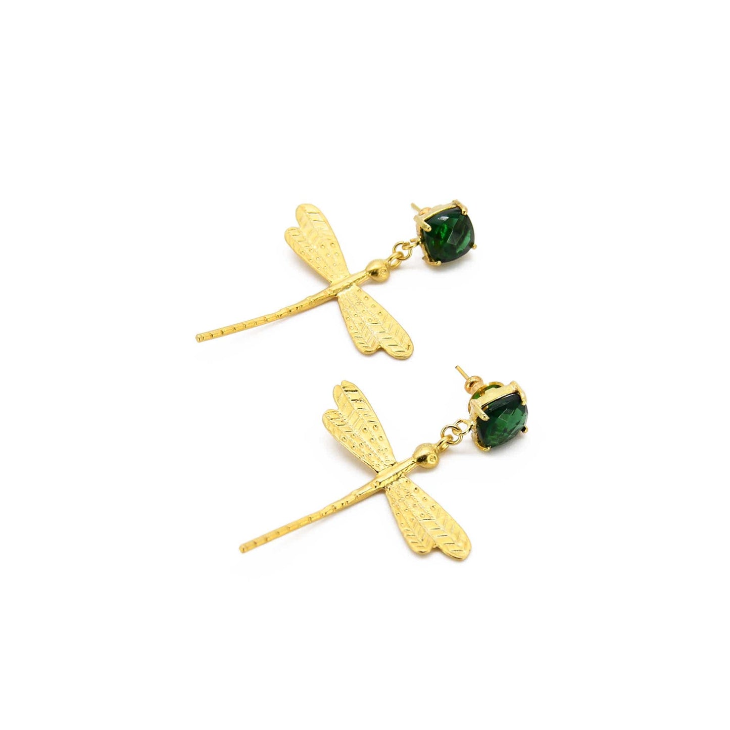 Chrome Green Quartz Handmade Dragonfly Earring ADIBA