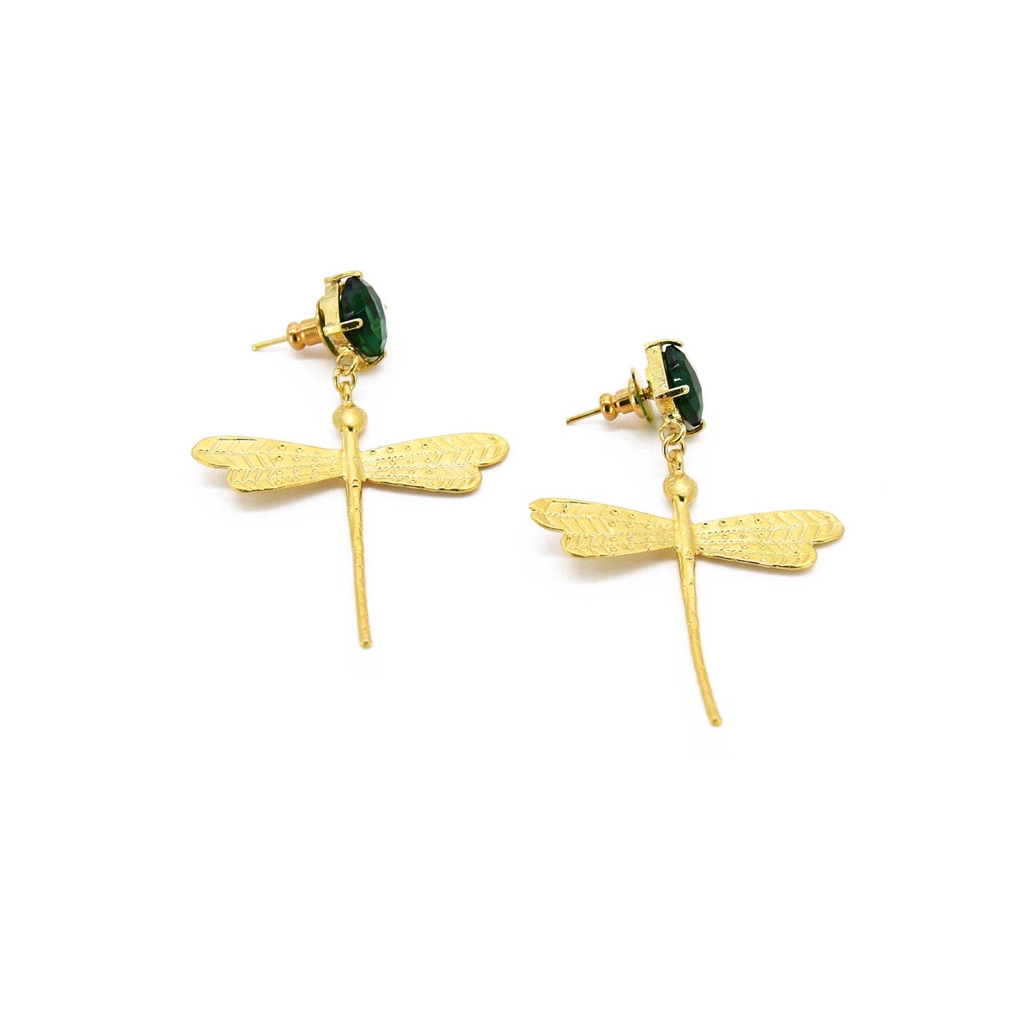 Chrome Green Quartz Handmade Dragonfly Earring ADIBA