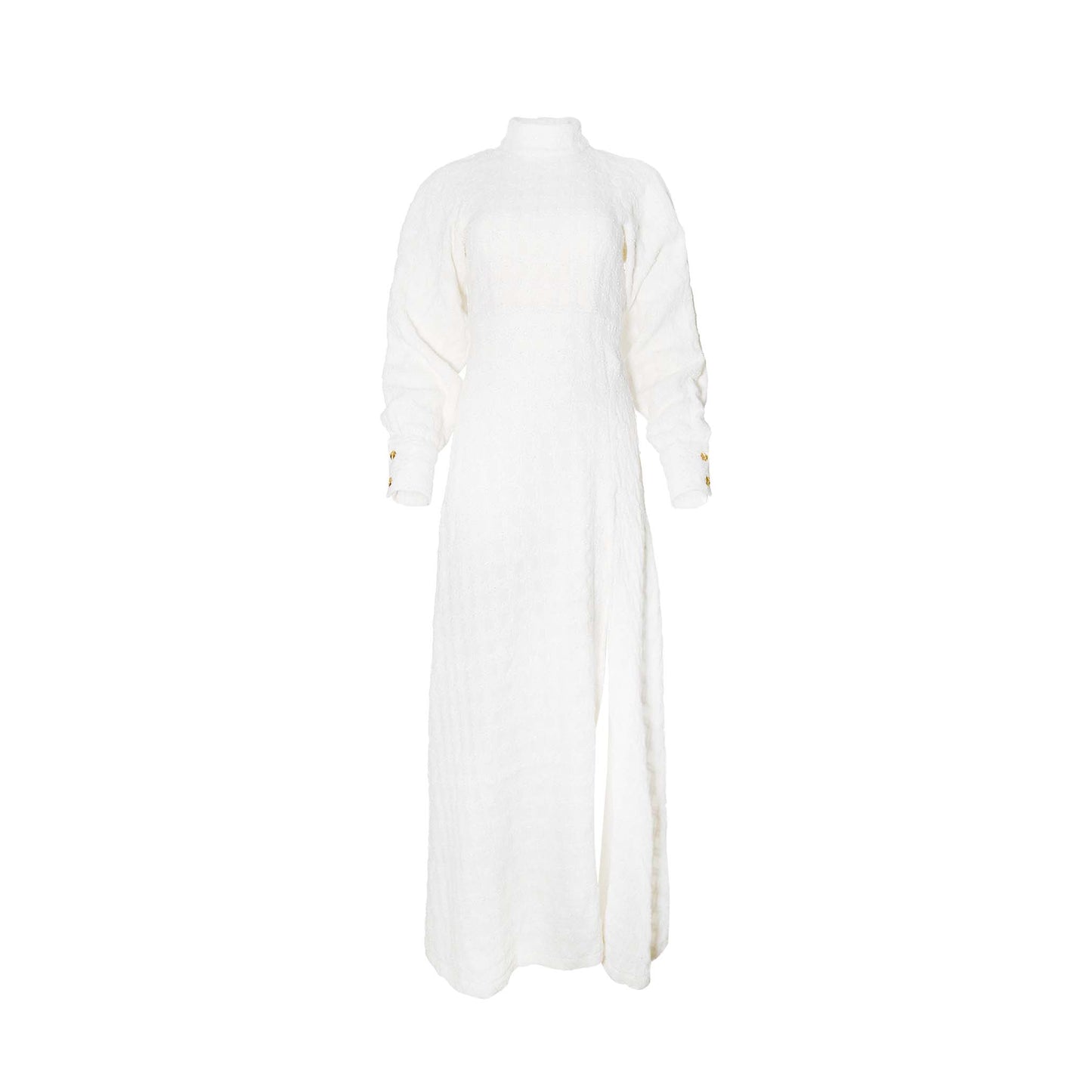 Pearl White Light Tweed Maxi Dress Long Sleeve ADIBA
