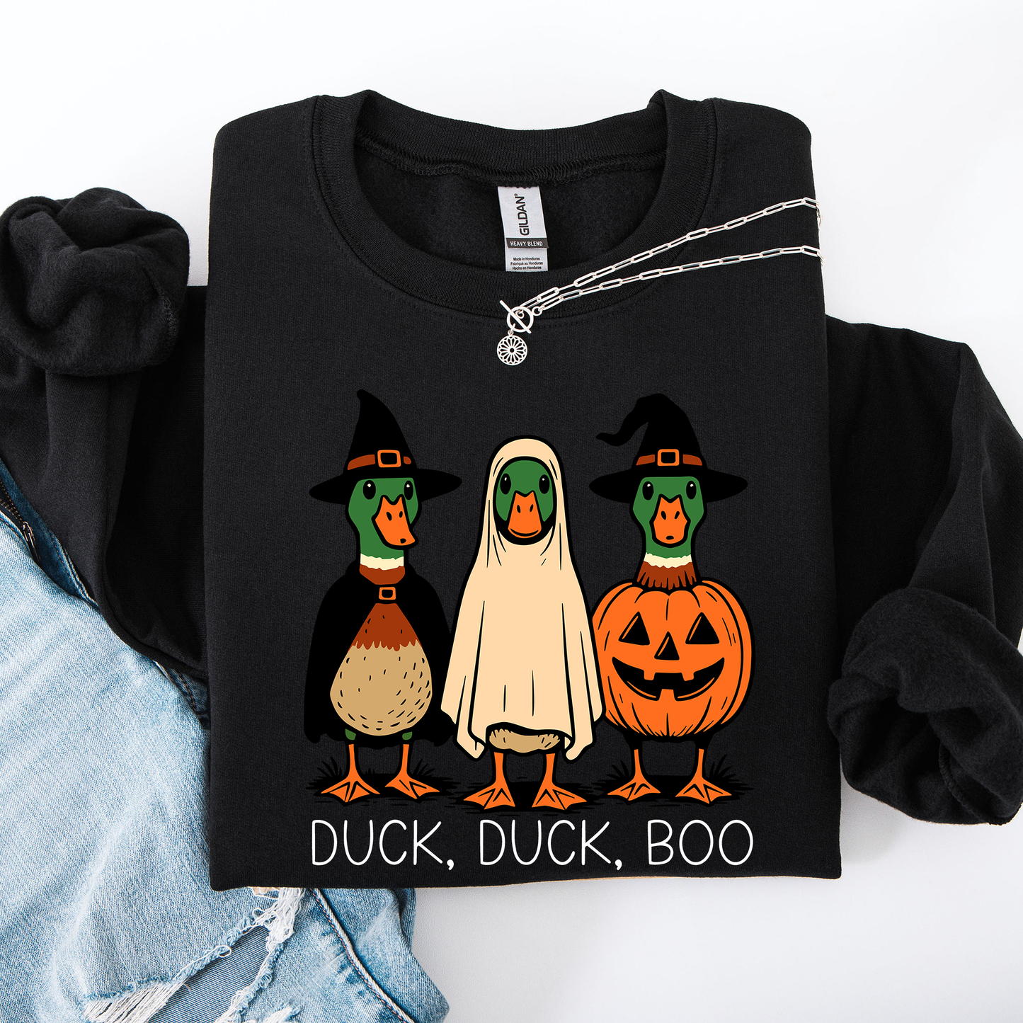 Duck Duck Boo Iridescent Halloween Sweatshirt