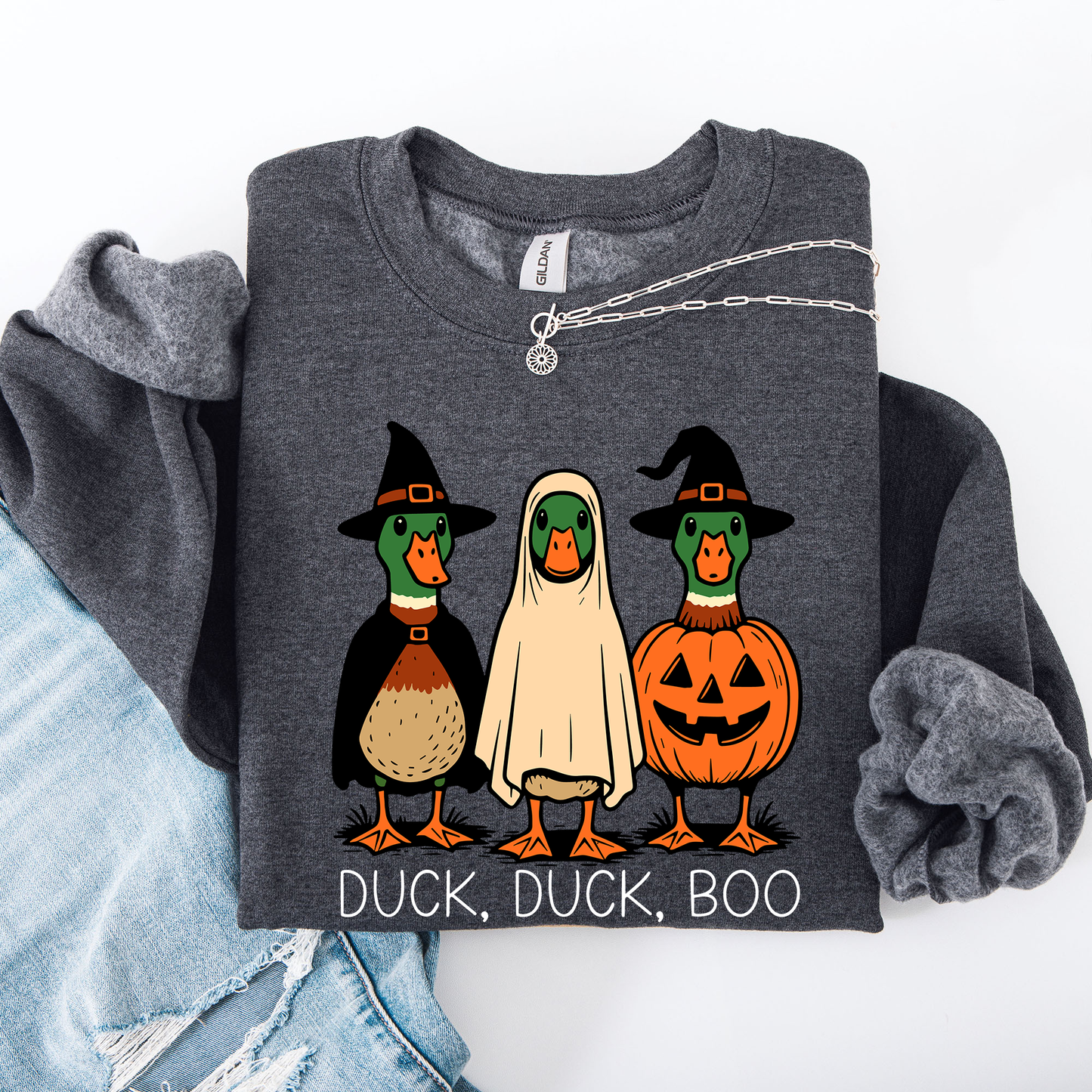 Duck Duck Boo Iridescent Halloween Sweatshirt