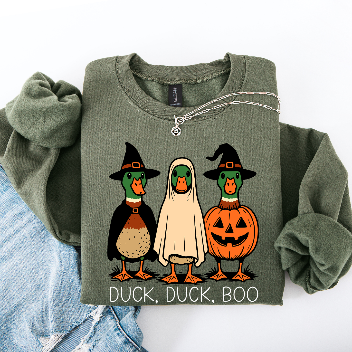 Duck Duck Boo Iridescent Halloween Sweatshirt