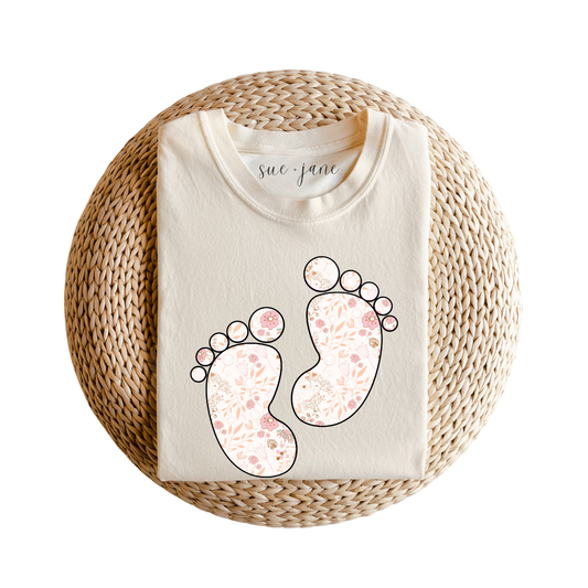 Floral Feet Organic Cotton Tee Unisex Relaxed Fit Sue and Jane