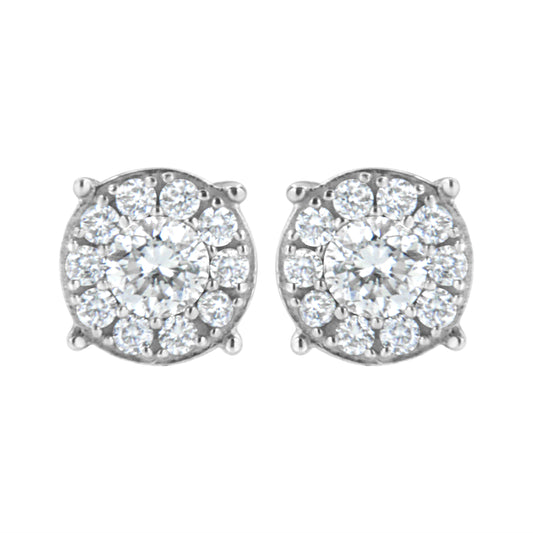 .925 Sterling Silver 1/2 Cttw Lab Grown Diamond Floral Cluster Earring (F-G Color, Vs2-Si1 Clarity)