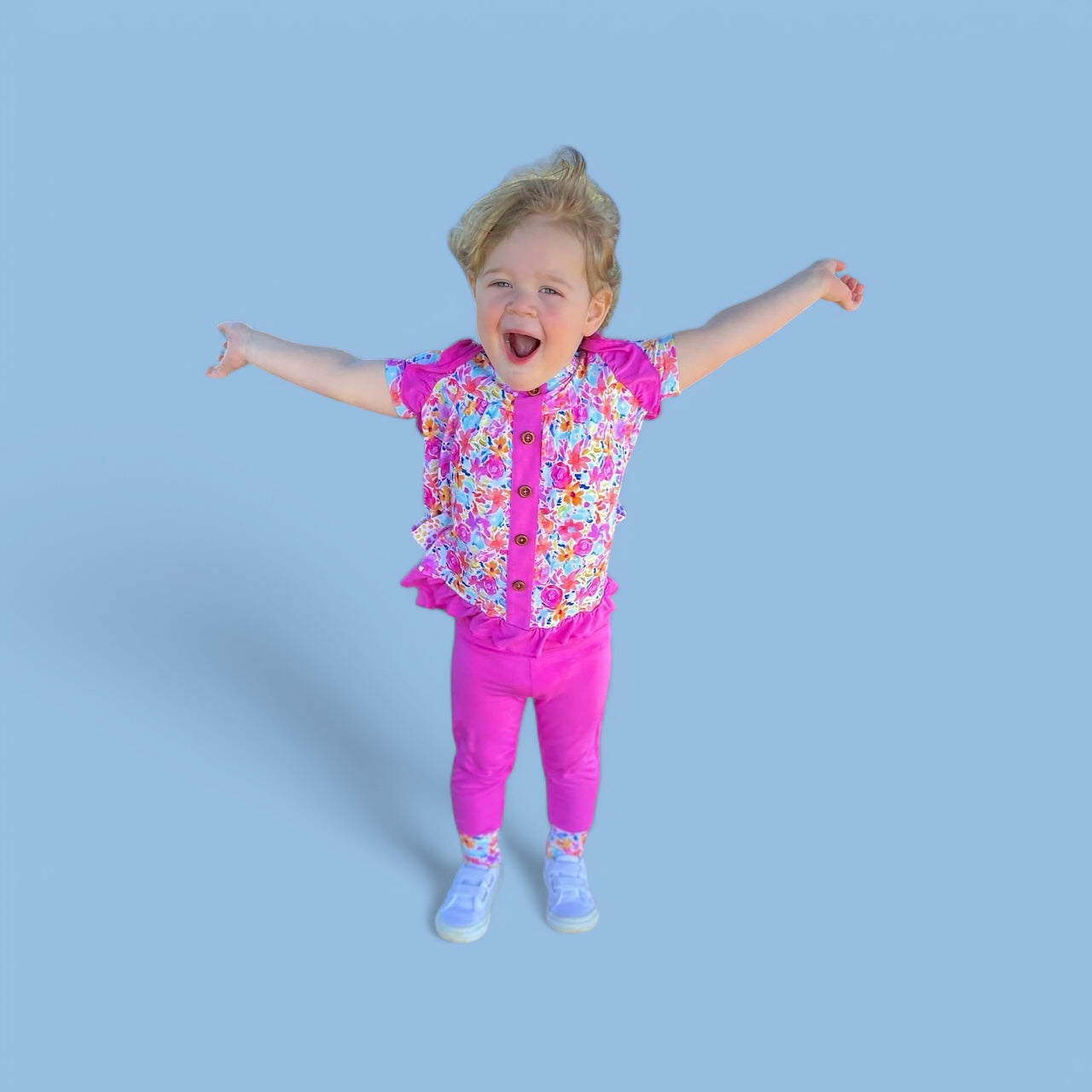 Floral Bamboo Short Sleeve Peplum + Legging Set Korrie