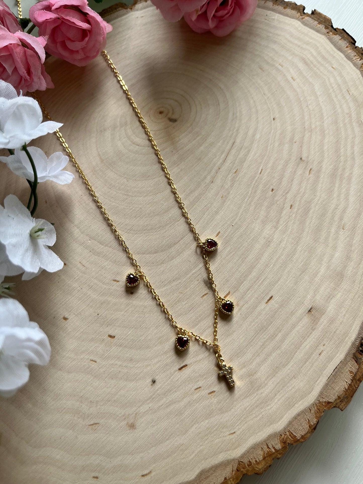 Everlasting Love Gold Necklace – 16K Chain 18K Gold Heart Cross