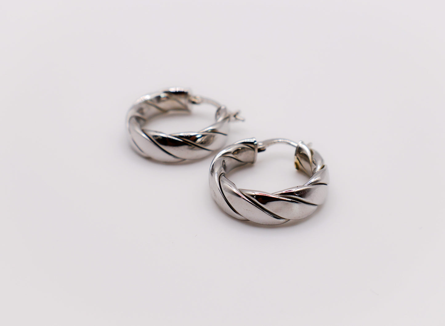 Italian Twirl Twisted Sterling Silver Hoop Earrings