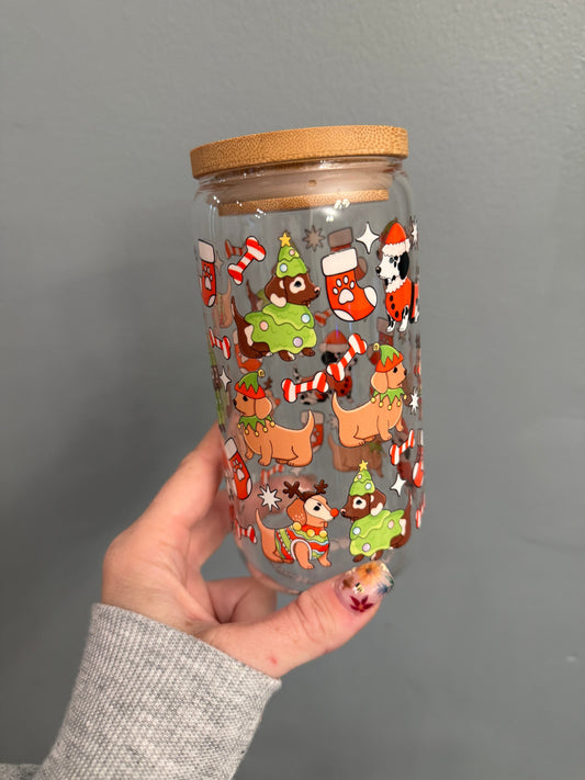 Christmas Dogs Sawdust and Cedar Decorative Figurines