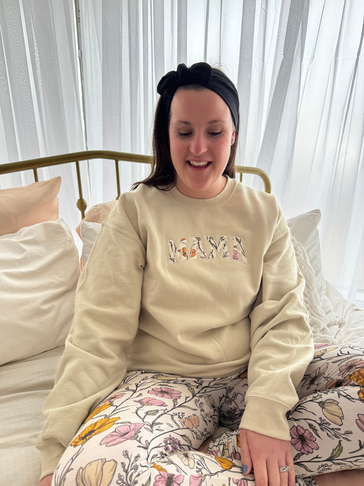 Wild Poppies Embroidered Mama Crewneck