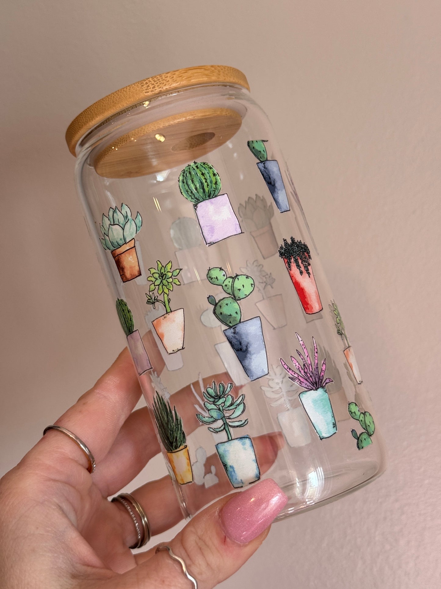 Plant Lover Clear Glass Cup 16oz
