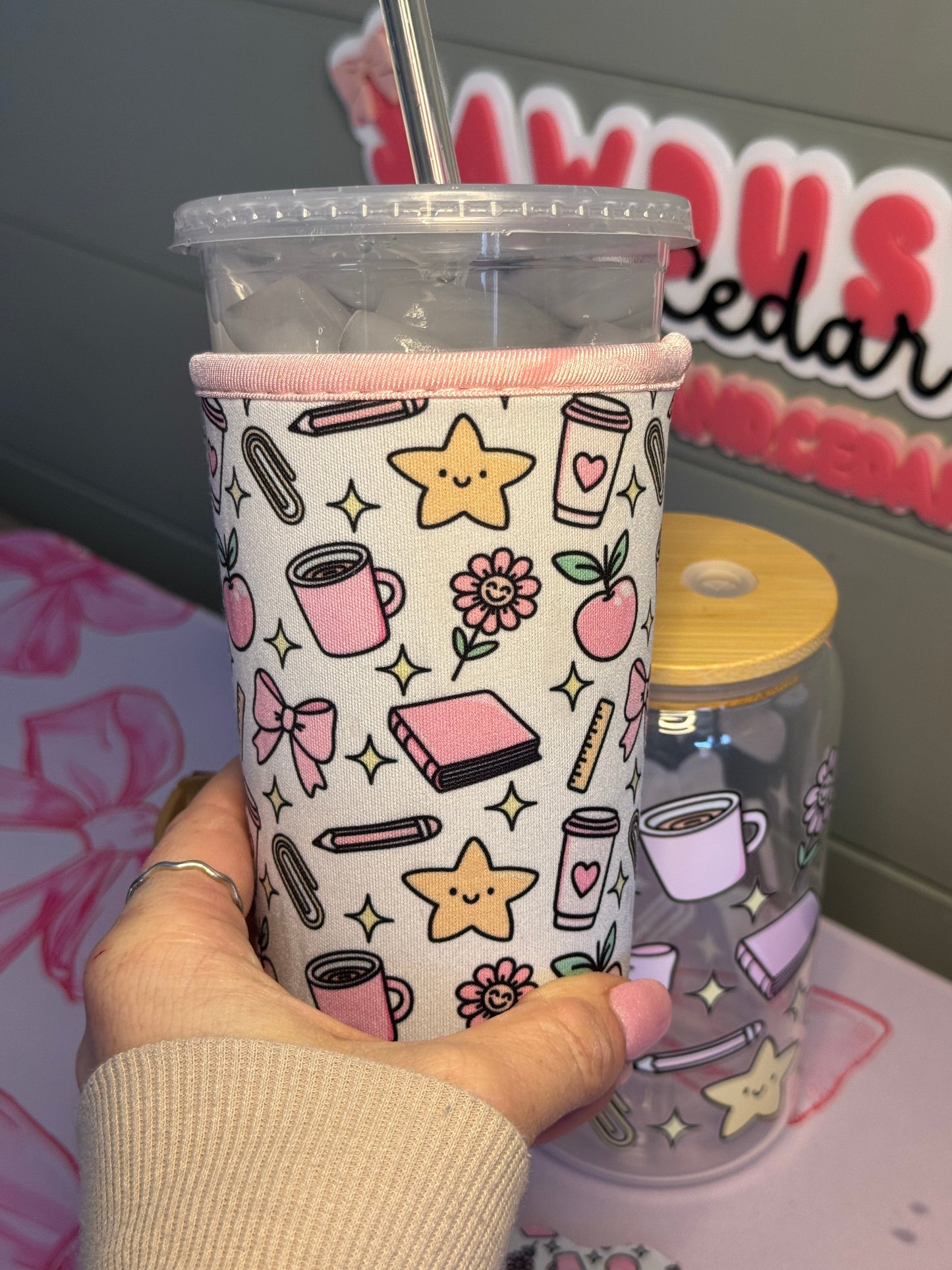 Teach and Chic Insulated Cup Sleeve for Teachers Sawdust and Cedar