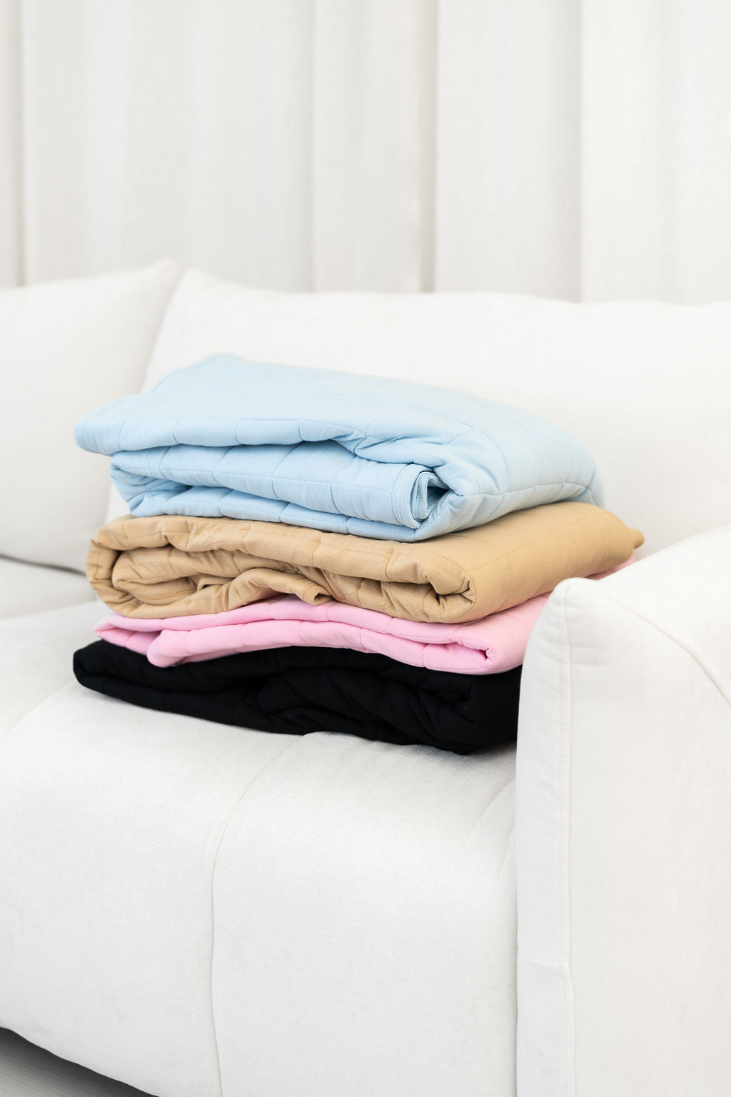 Light Blue Quilted Bamboo Blanket 50x50 inches Laree + Co.