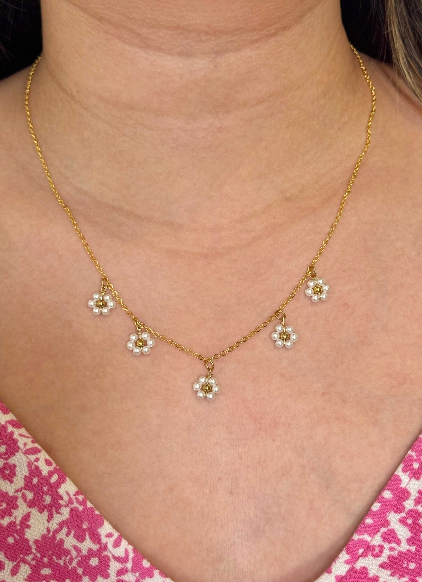 Gold Daisy Flower Necklace - 16K Christian Jewelry