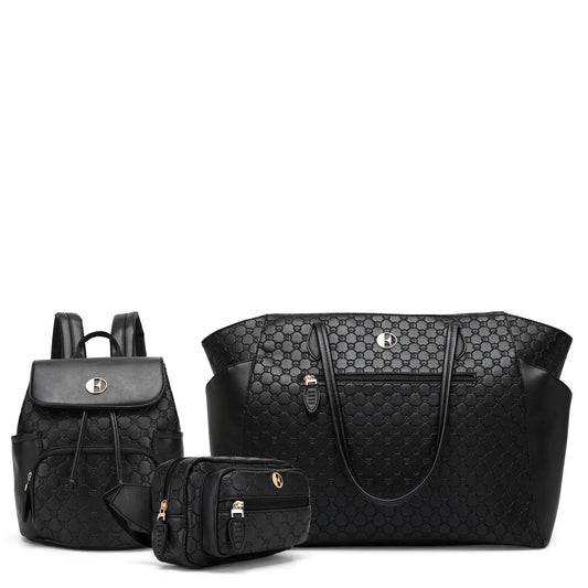 Compass Vegan Leather Weekender & Crossbody Backpack Set ELLE