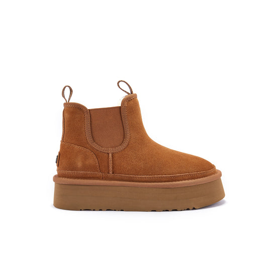 Sheepskin Ankle Height Boot Chestnut Emery Platfoam