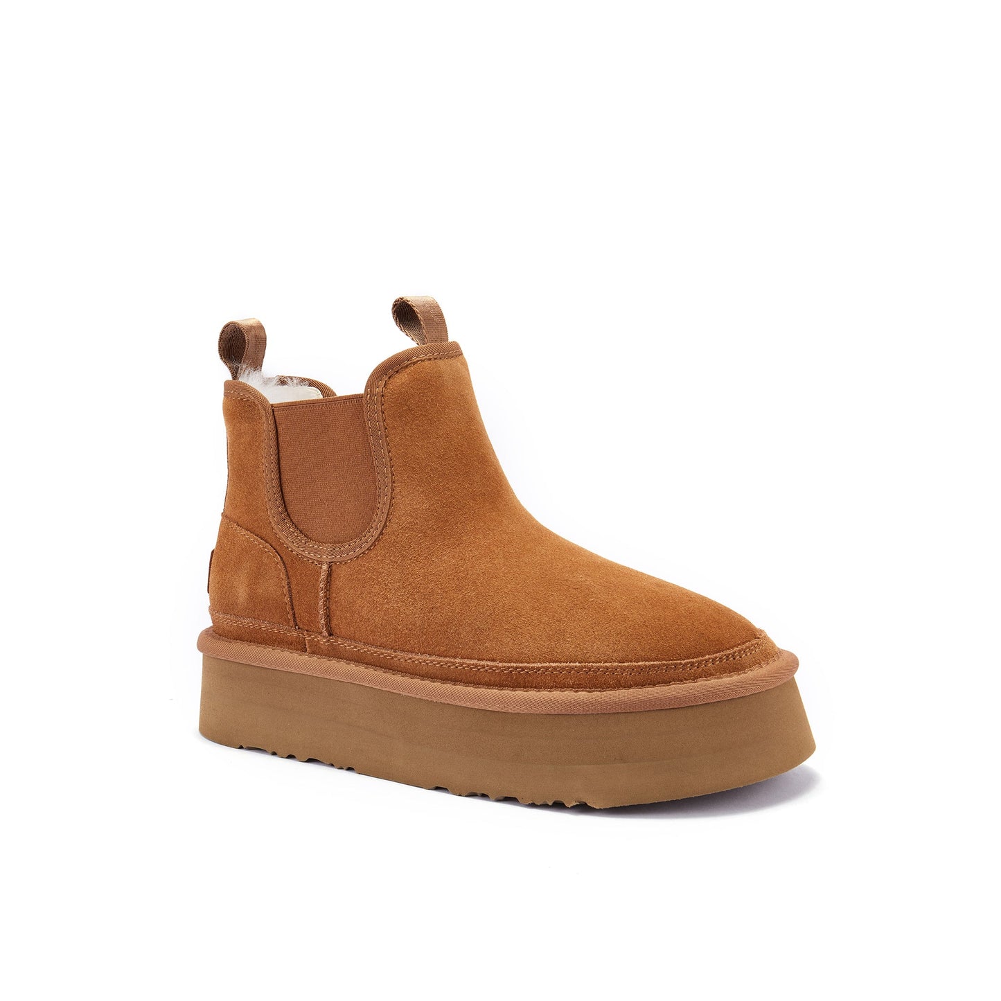 Sheepskin Ankle Height Boot Chestnut Emery Platfoam