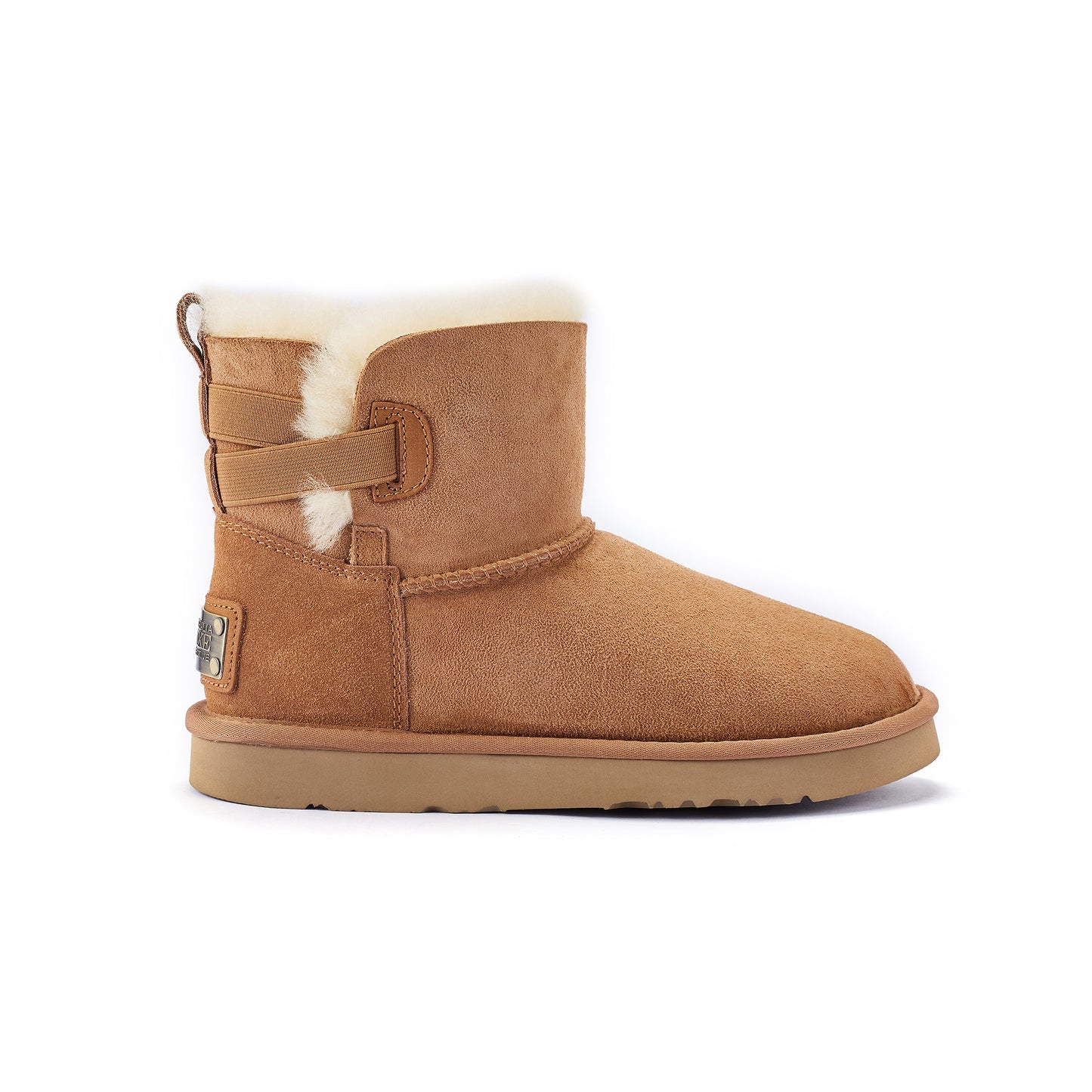 Sheepskin Short Cut Pull On Boot Elasticated Side Panel Suede Upper ESME CHESTNUT