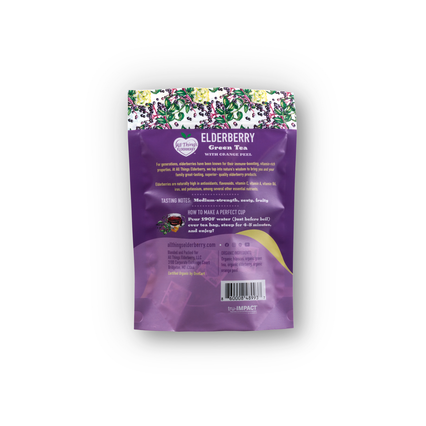 Elderberry Green Tea Medium-Strength Brew Organic