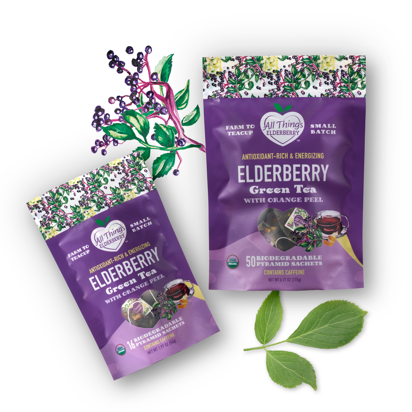 Elderberry Green Tea Medium-Strength Brew Organic