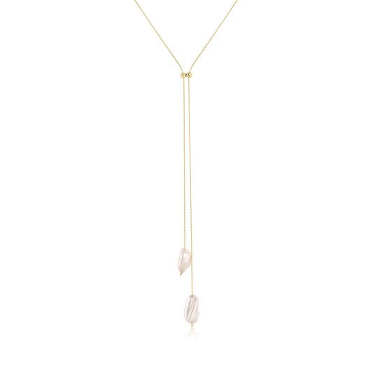Elliatt 14k Gold Filled Lariat Necklace with Freshwater Biwa Pearls