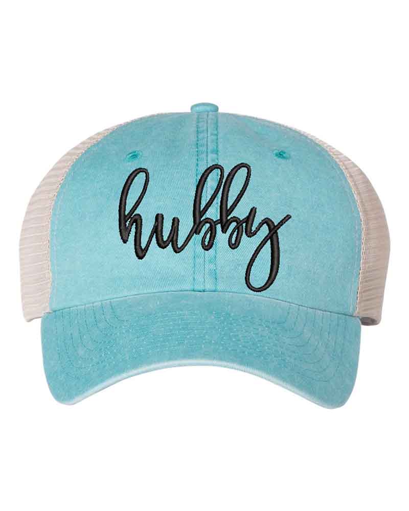 Embroidered Pigment-Dyed Trucker Hat Wifey Hubby Anniversary Gift Cap