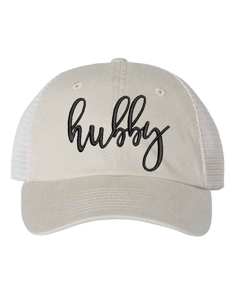 Embroidered Pigment-Dyed Trucker Hat Wifey Hubby Anniversary Gift Cap
