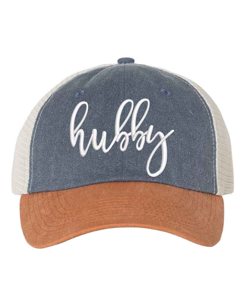 Embroidered Pigment-Dyed Trucker Hat Wifey Hubby Anniversary Gift Cap
