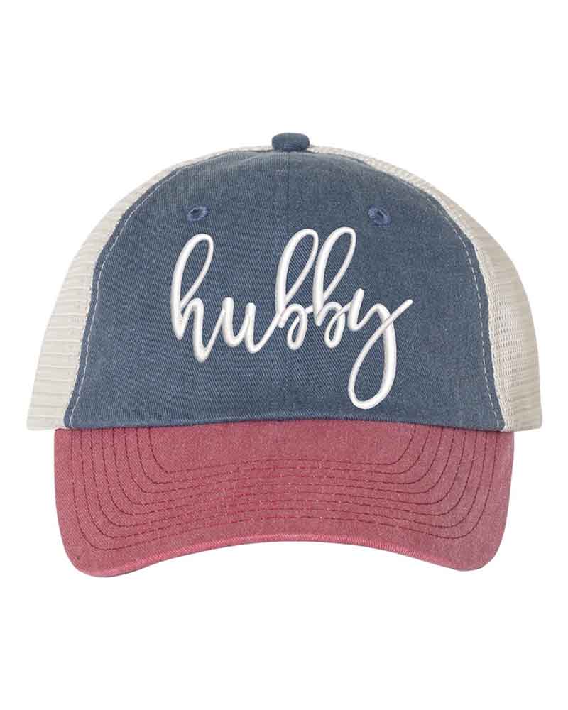 Embroidered Pigment-Dyed Trucker Hat Wifey Hubby Anniversary Gift Cap