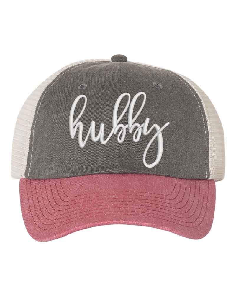Embroidered Pigment-Dyed Trucker Hat Wifey Hubby Anniversary Gift Cap