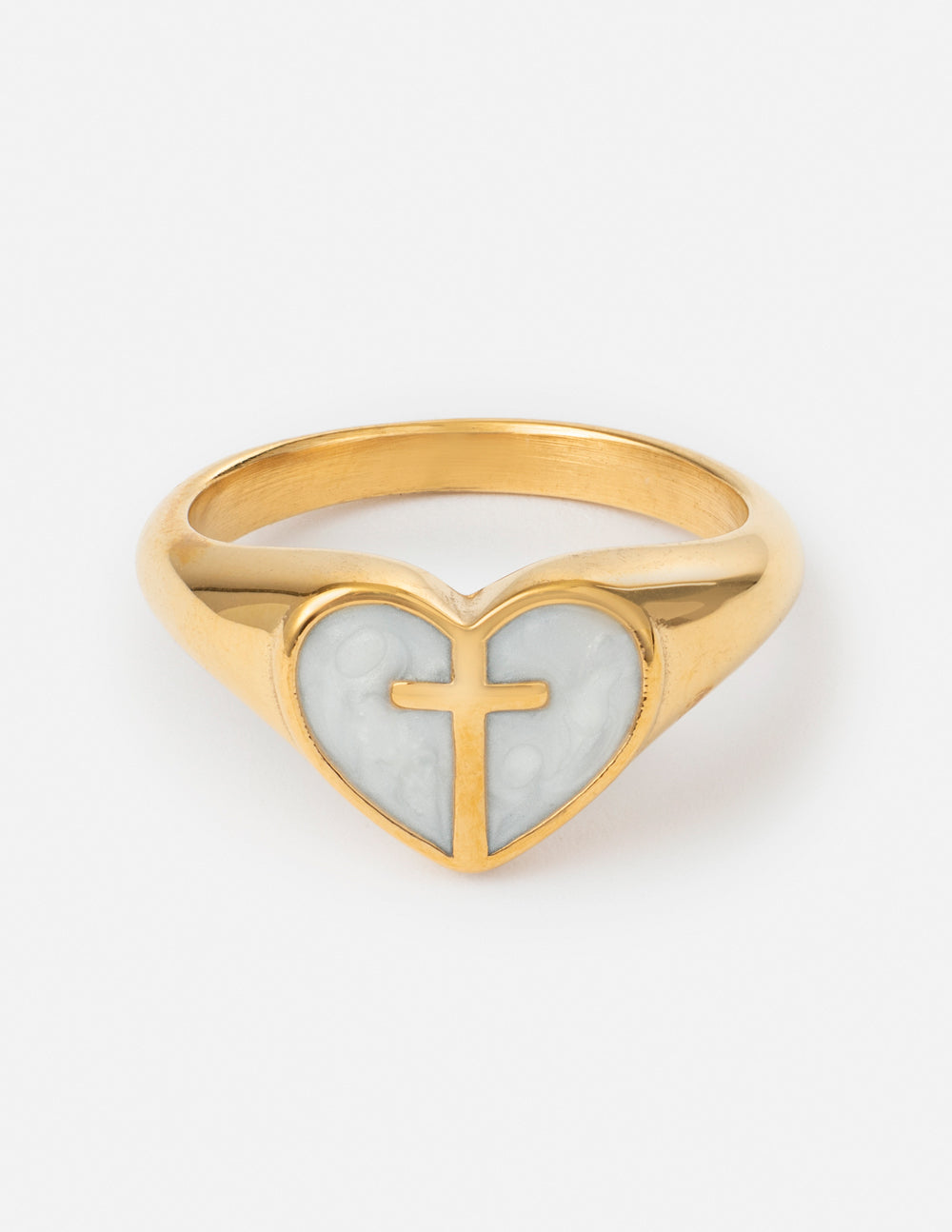 Enamel Heart Cross Ring Enamel Ring Elevated Faith