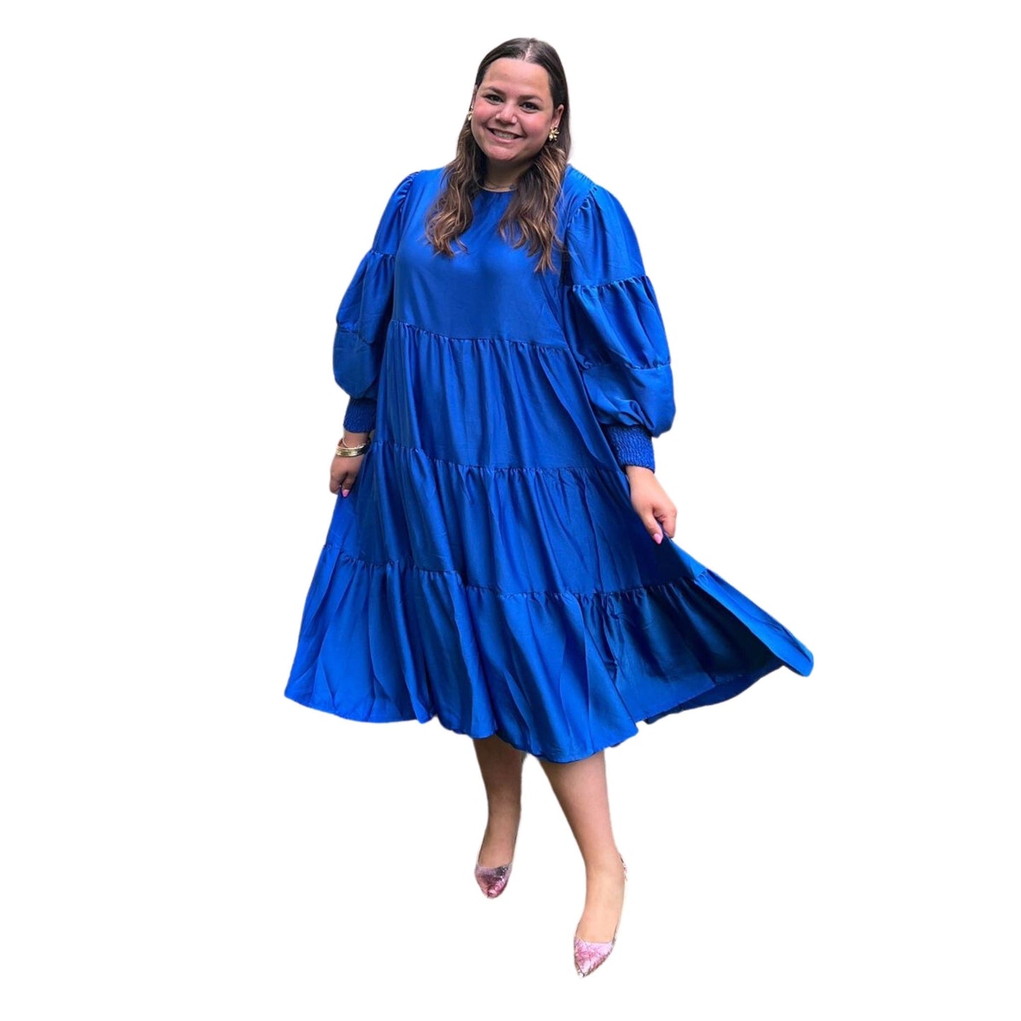 Sapphire Blue Ethereal Dress Balloon Sleeves Swuun