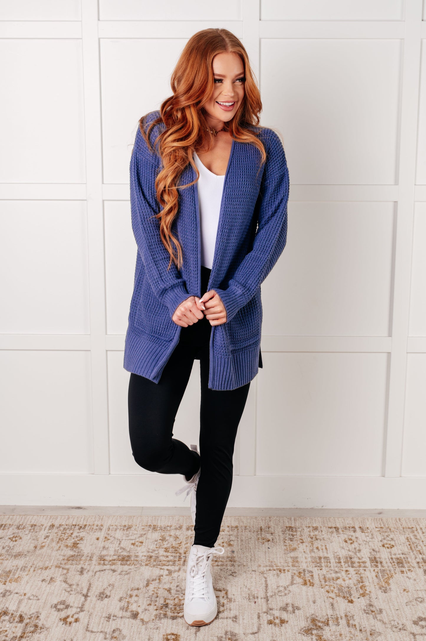 Waffle Knit Marlin Open Front Cardigan Everything Layer