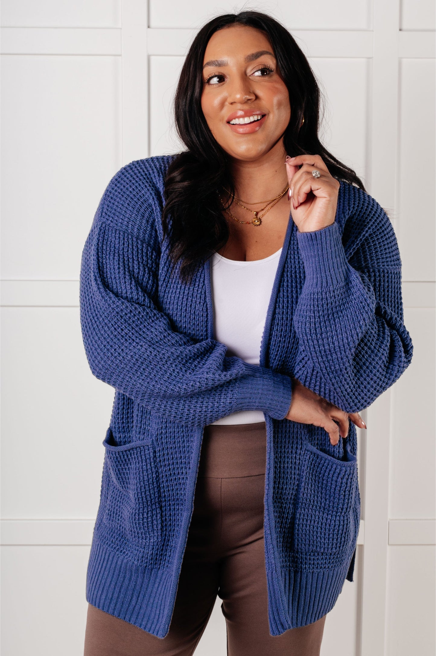 Waffle Knit Marlin Open Front Cardigan Everything Layer