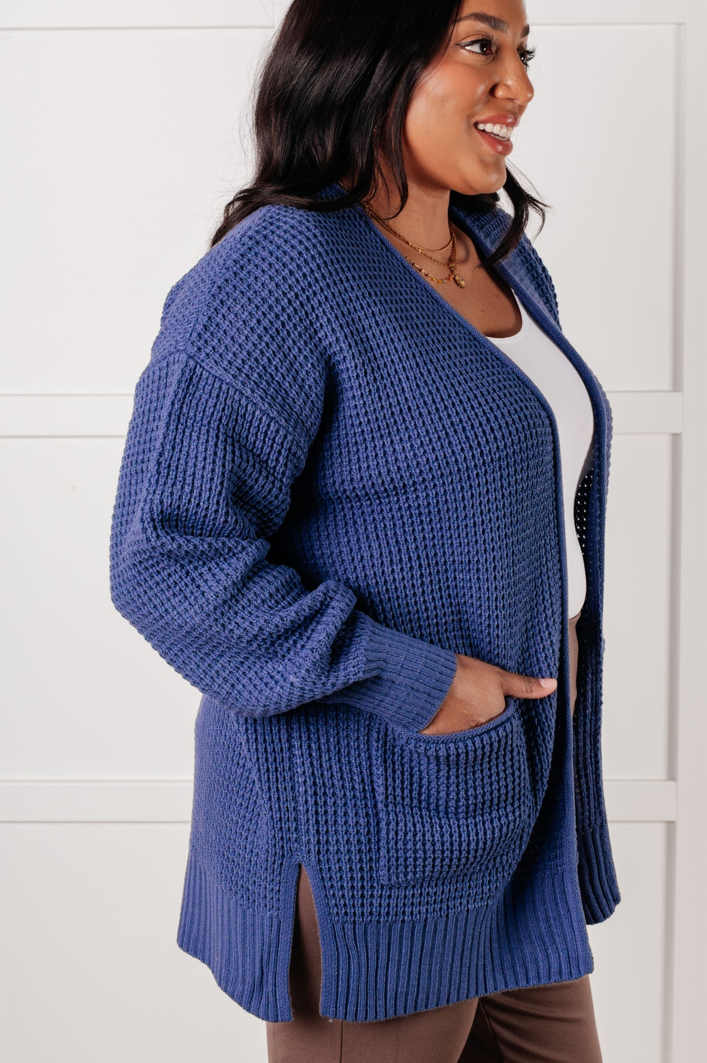 Waffle Knit Marlin Open Front Cardigan Everything Layer