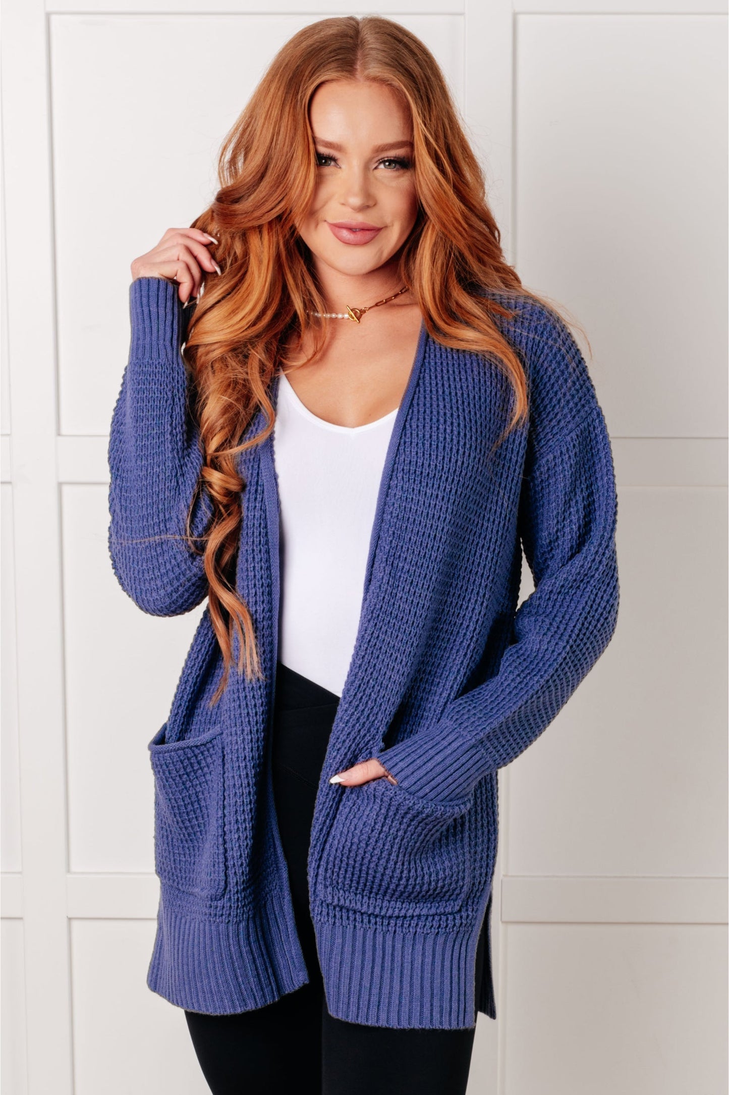 Waffle Knit Marlin Open Front Cardigan Everything Layer