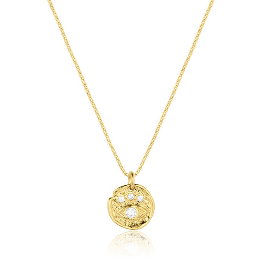 Evie Gold Vermeil Evil Eye Necklace 18k Gold over Brass