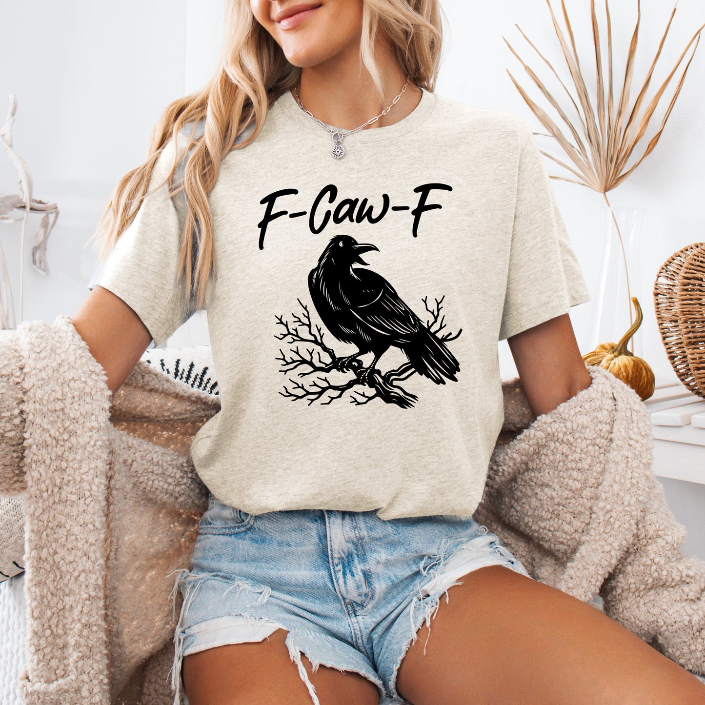 F-Caw-F Vulgar Graphic Tee Halloween Goth Tshirt Refinery Number One