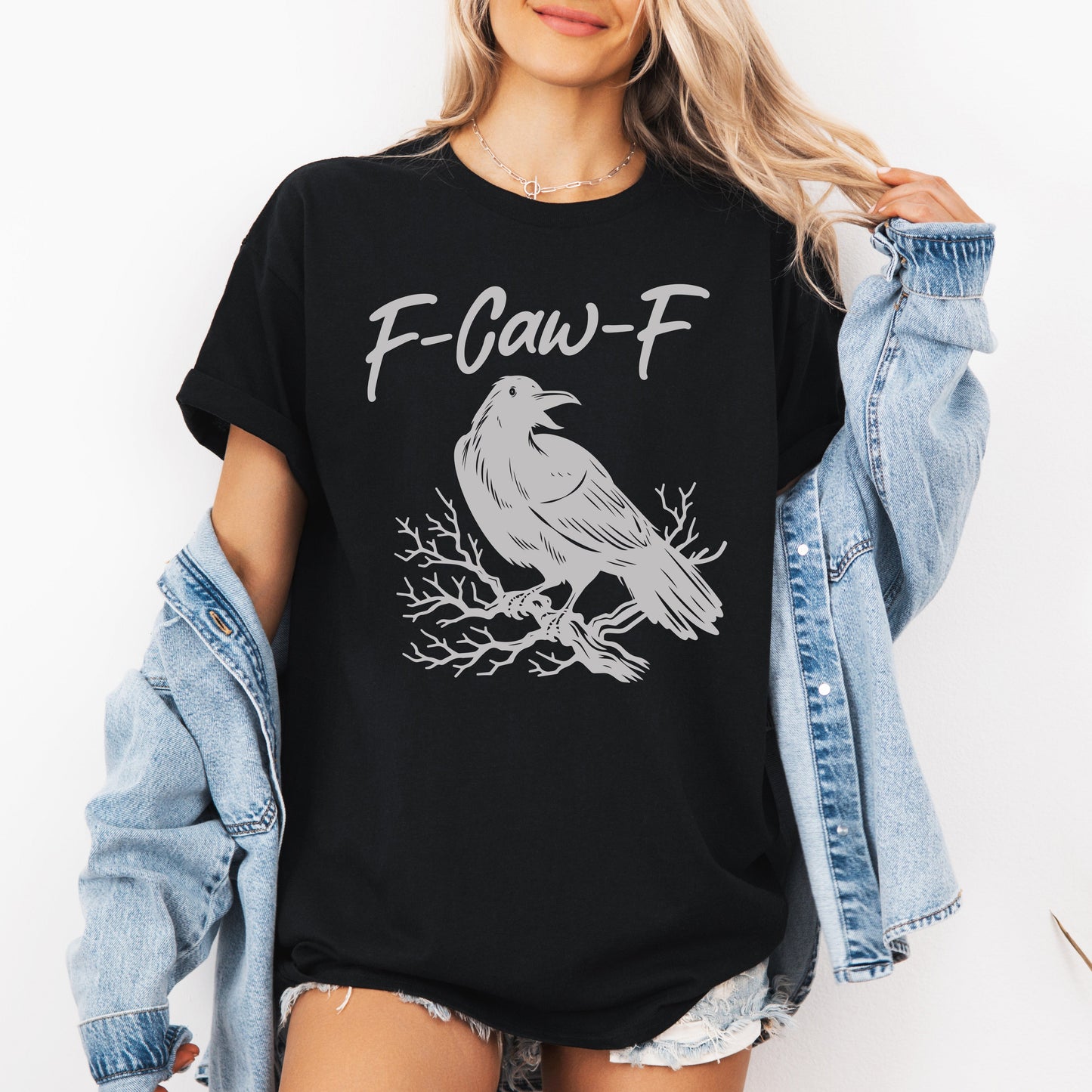 F-Caw-F Vulgar Graphic Tee Halloween Goth Tshirt Refinery Number One