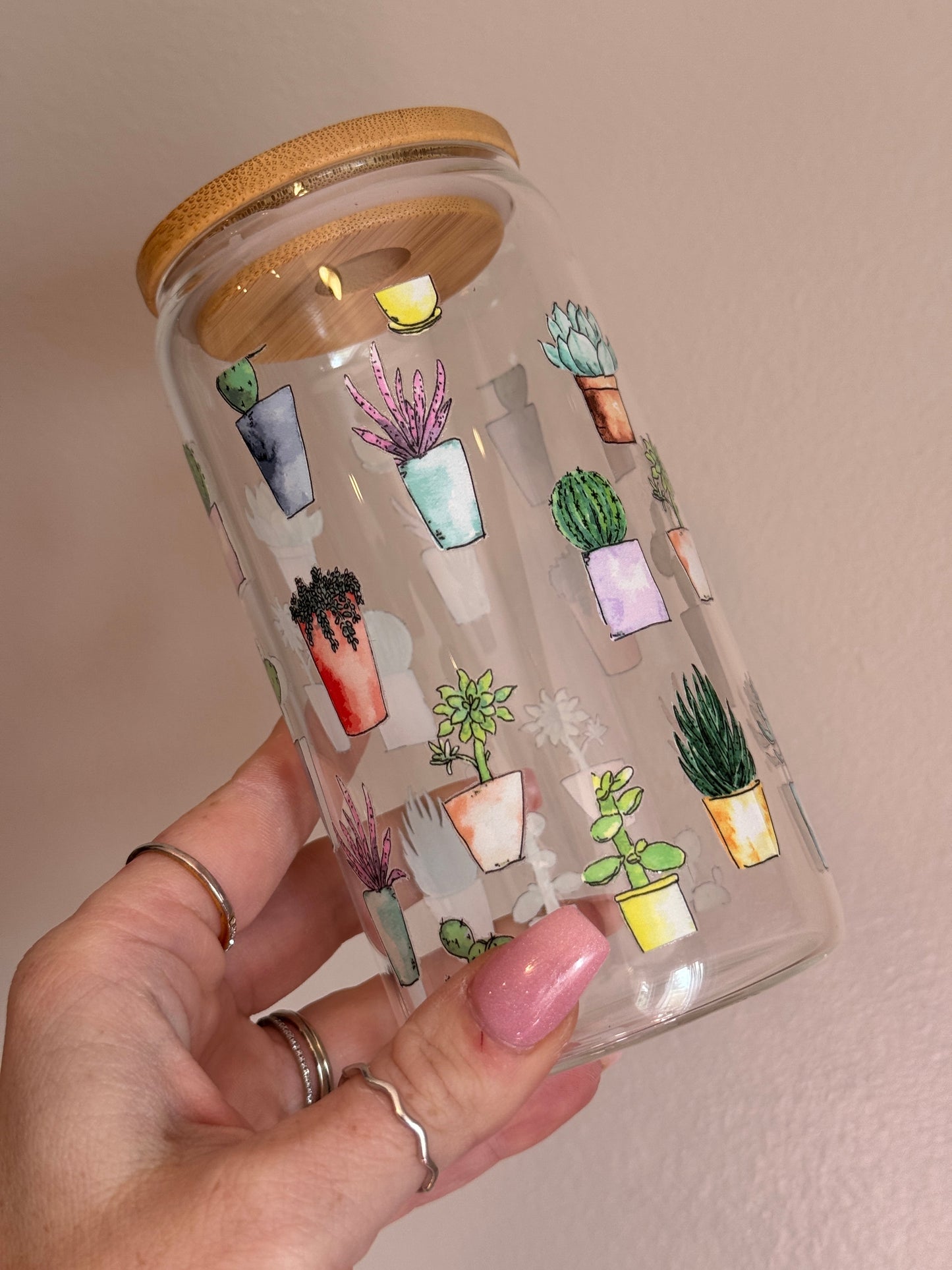 Plant Lover Clear Glass Cup 16oz