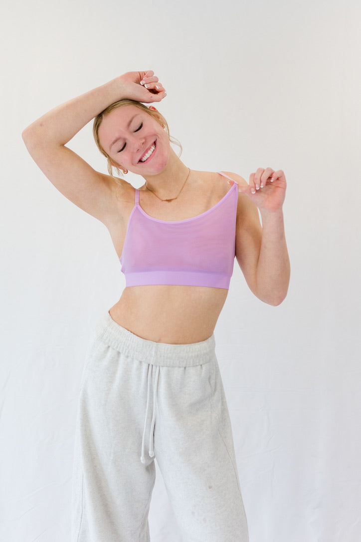 Frosted Lilac Mesh Scoop-Neck Bra