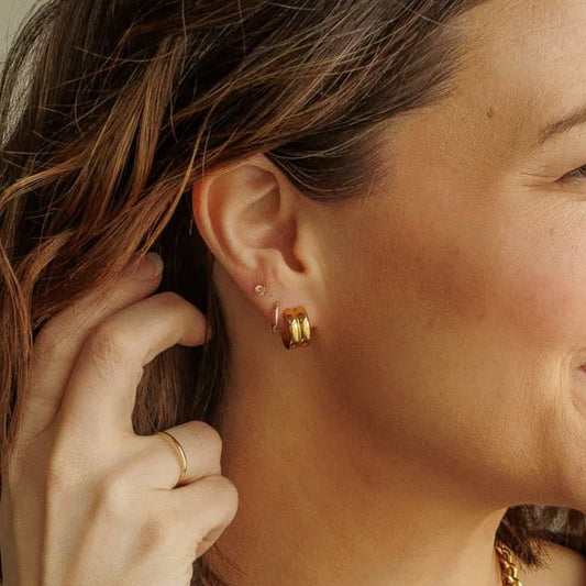 Gold 14k Plated Huggie Hoop Earrings