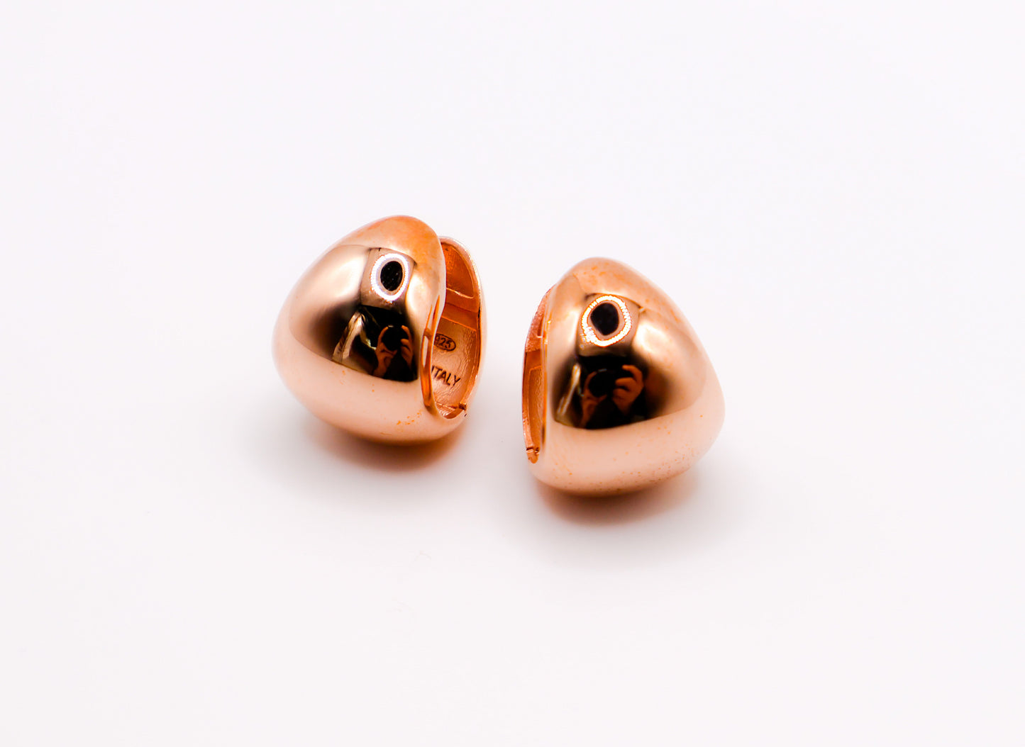 Rose Gold Peanut-Shaped Earrings Italian Made Le Reussi