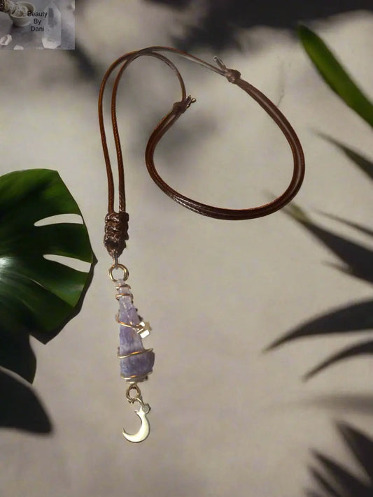 Amethyst Wire Wrap Necklace with Goldstone Charm