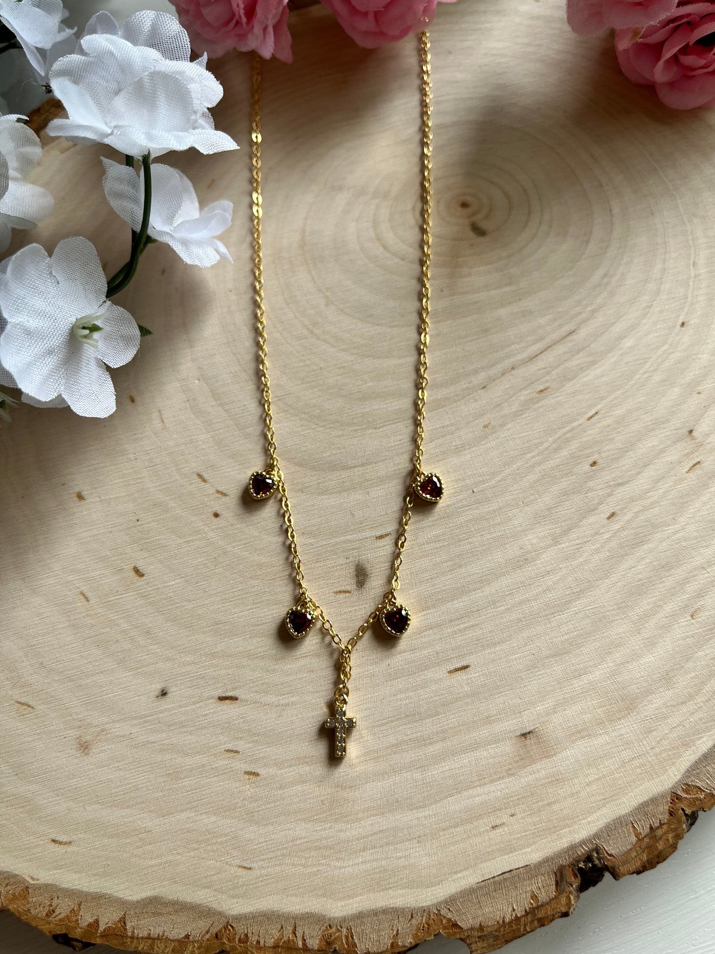 Everlasting Love Gold Necklace – 16K Chain 18K Gold Heart Cross