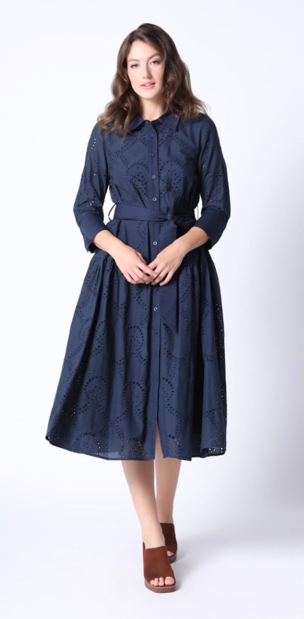 Navy Eyelet Dress Gracia Eyelet Dress D34739