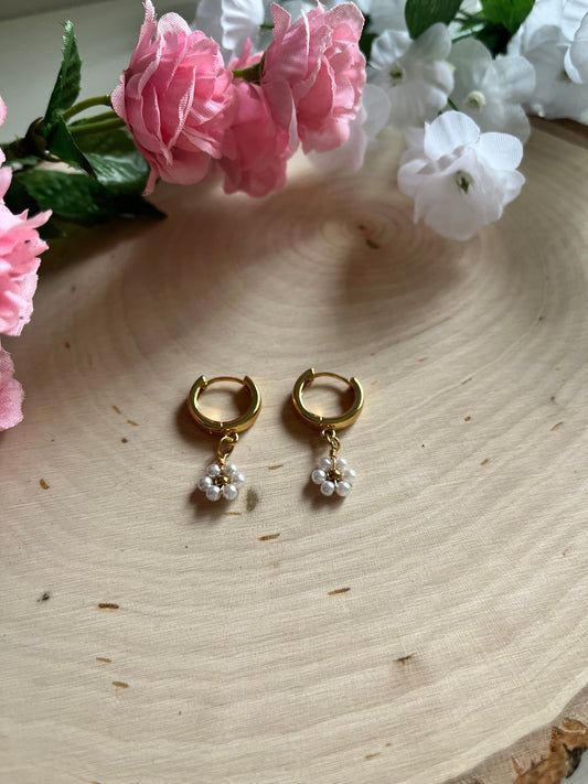 Gold Floral Huggies Dainty Earrings Saved By Christ Design