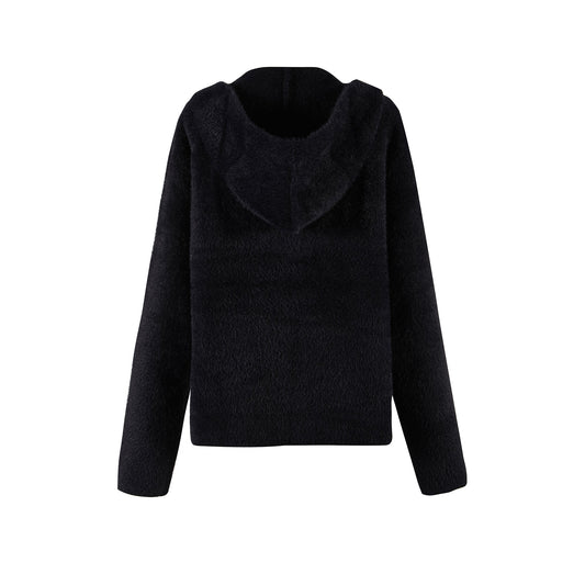 FAB Black Soft Knitted Hoodie Australia Luxe Collective