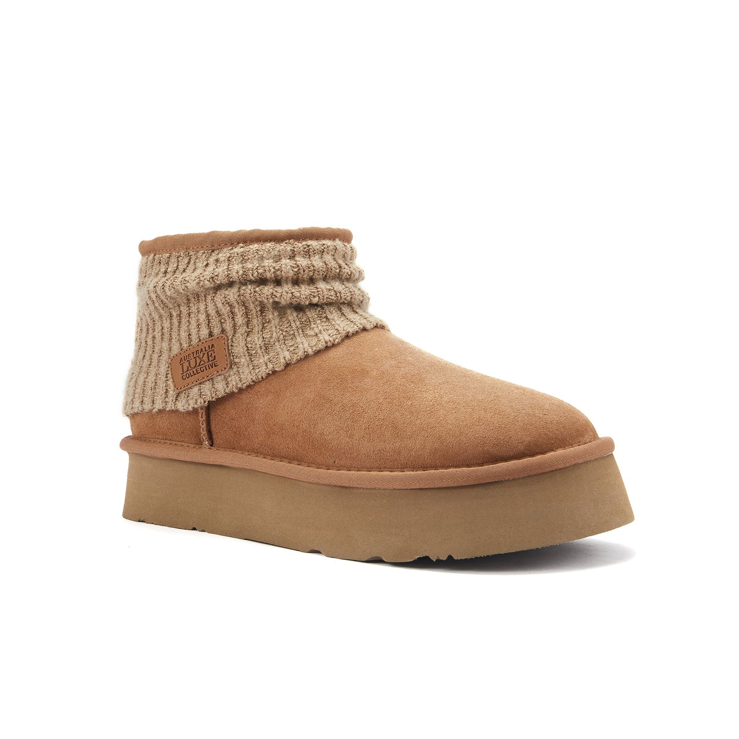 Sheepskin Ultra Short Cut Platform Boots Fame Ultra Platfoam Chestnut