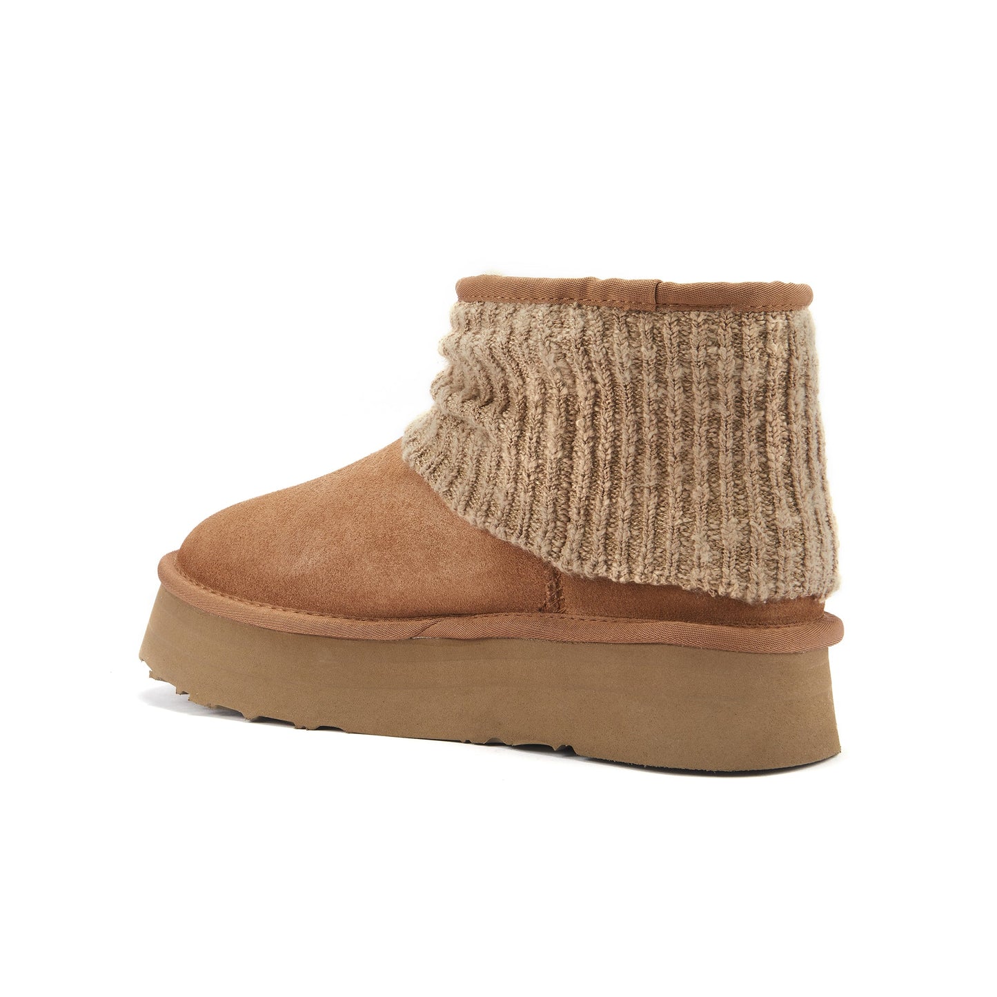 Sheepskin Ultra Short Cut Platform Boots Fame Ultra Platfoam Chestnut